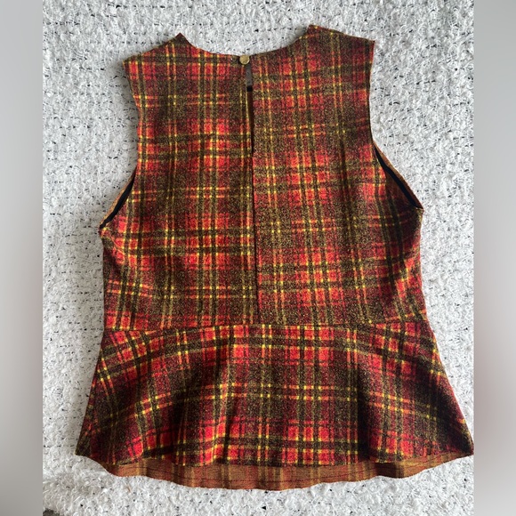 Zara Sleeveless Plaid Peplum Top | L - Picture 6 of 7